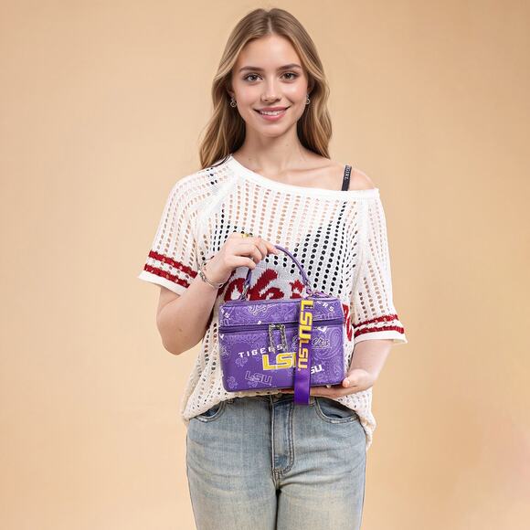 LSU Tigers Purple Vanity Top Handle Bag w/ Strap and Keychain *Brand New - Picture 5 of 8